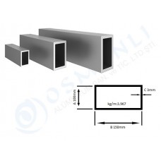 Alüminyum Kutu Profil 100mm x 150mm Et Kalınlık 3mm